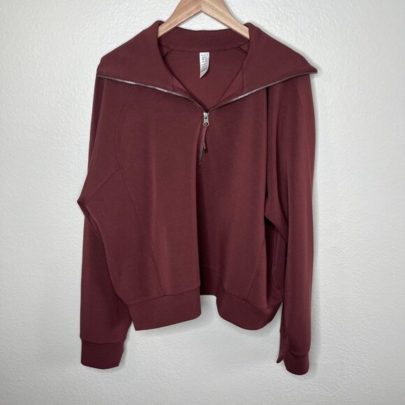 Spanx Womens 1X Half Zip Airessentials Brown Pull Over 50346r - Picture 7 of 13